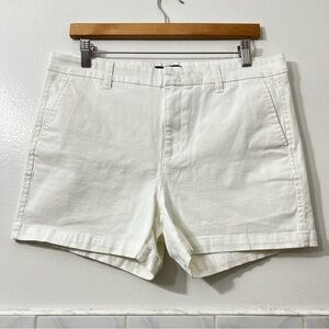 Quince 32 White High Rise Organic Cotton Casual Coastal Stretch Chino Shorts